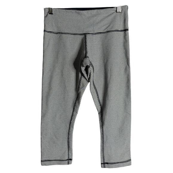 Lululemon Wunder Under Crop II Legging Gingham Luon White Black Size 4 - Picture 8 of 10
